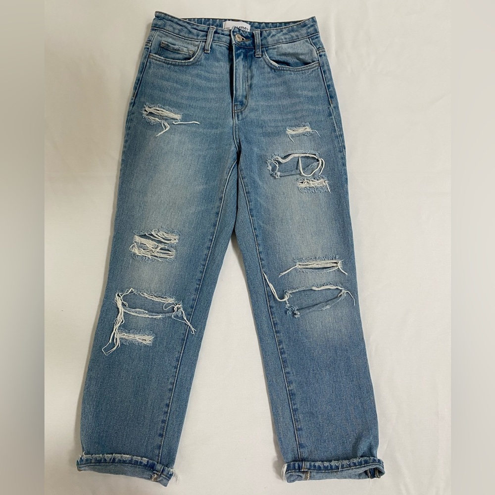 VERVET BY FLYING MONKEY Light Blue Ripped Cropped Jeans